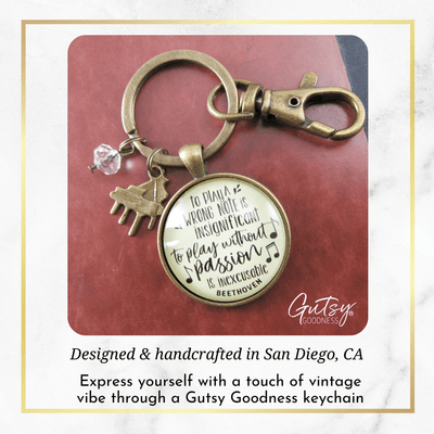 Piano Keychain To Play A Wrong Note Is Insignificant Beethoven Quote Music Piano Teacher Jewelry - Gutsy Goodness