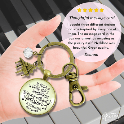 Piano Keychain To Play A Wrong Note Is Insignificant Beethoven Quote Music Piano Teacher Jewelry - Gutsy Goodness