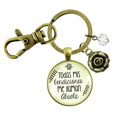 Abuela Keychain All My Blessings Spanish Grandma Womens Family Gift Jewelry - Gutsy Goodness