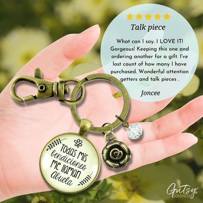 Abuela Keychain All My Blessings Spanish Grandma Womens Family Gift Jewelry - Gutsy Goodness