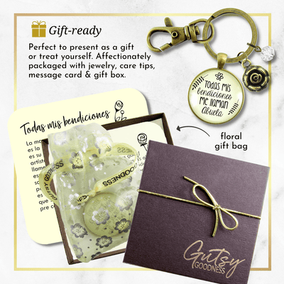 Abuela Keychain All My Blessings Spanish Grandma Womens Family Gift Jewelry - Gutsy Goodness
