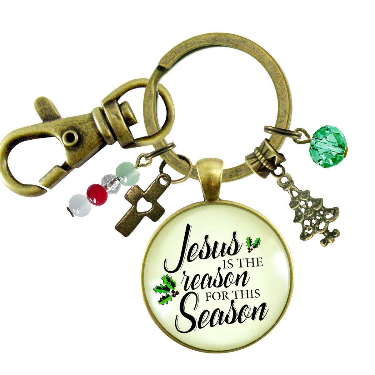 Christmas Keychain Jesus is Reason for the Season Holiday Inspired Gift Jewelry  Keychain - Women - Gutsy Goodness Handmade Jewelry