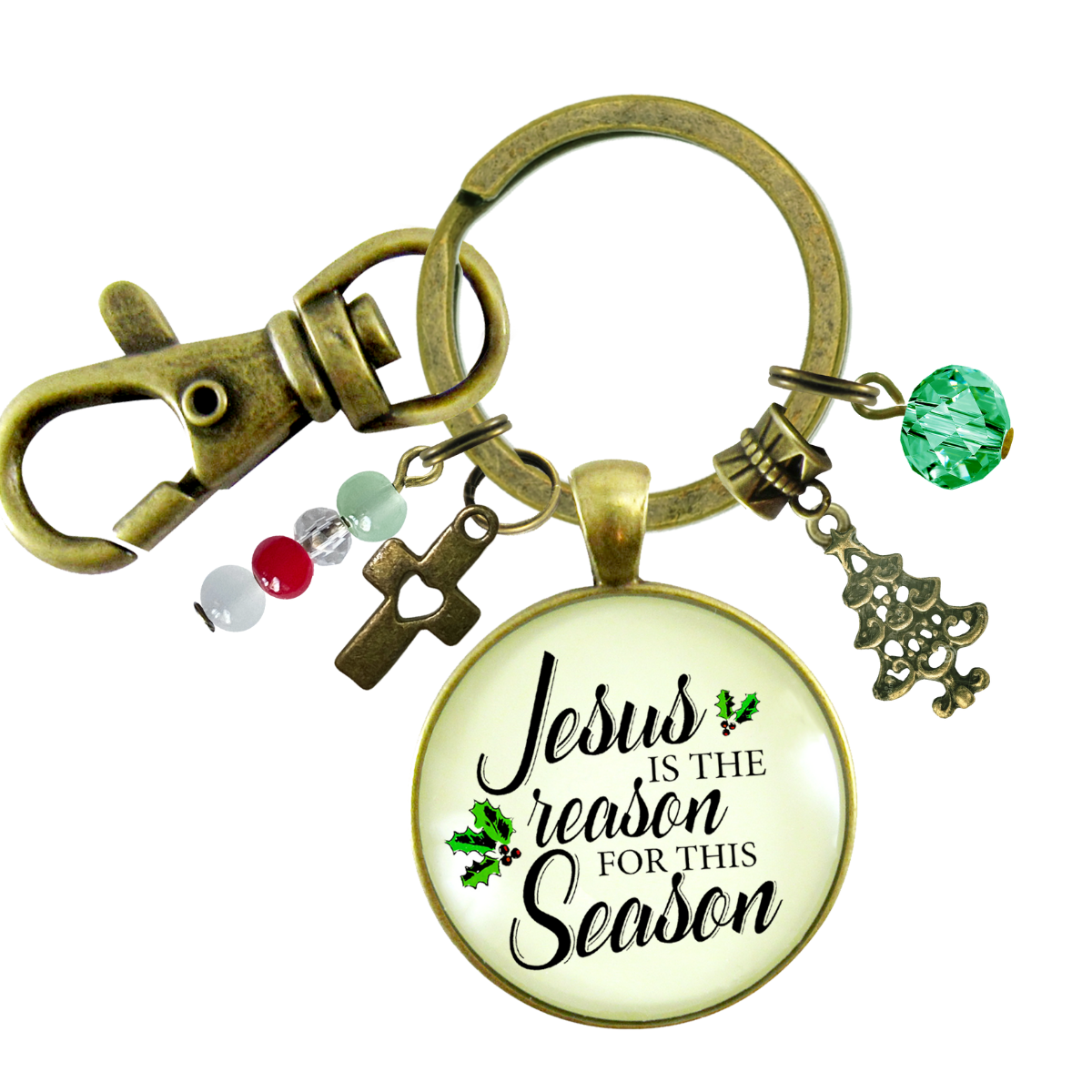 Jesus Is The Reason For Season Keychain Handmade Faith Christmas Jewelry For Women Tree Cross Charms  Keychain - Women - Gutsy Goodness Handmade Jewelry