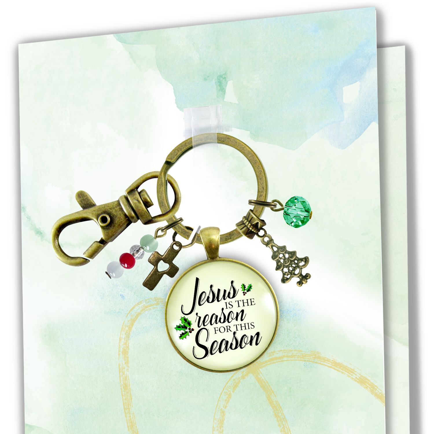 Christmas Keychain Jesus is Reason for the Season Holiday Inspired Gift Jewelry