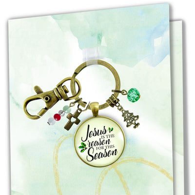 Christmas Keychain Jesus is Reason for the Season Holiday Inspired Gift Jewelry