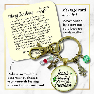 Christmas Keychain Jesus is Reason for the Season Holiday Inspired Gift Jewelry