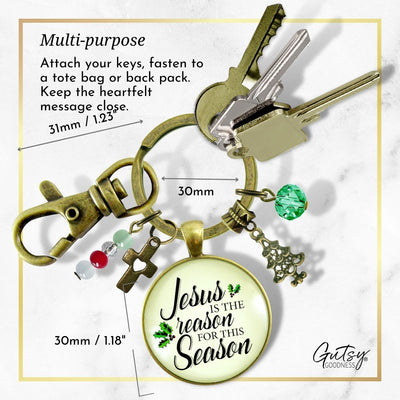 Christmas Keychain Jesus is Reason for the Season Holiday Inspired Gift Jewelry