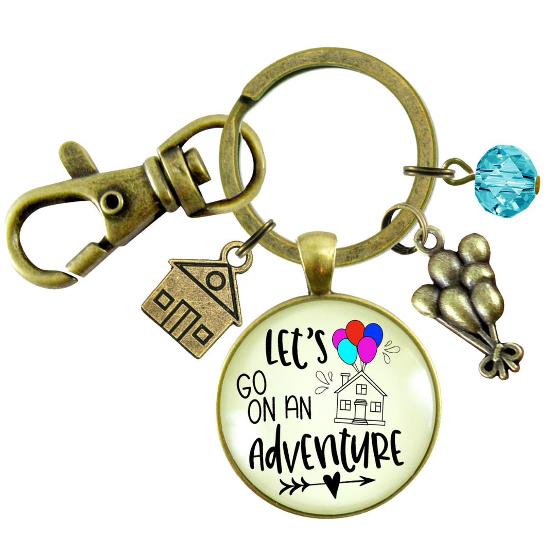 Let's Go On Adventure Keychain Balloon House Charm Amazing Life Up In Clouds Pendant