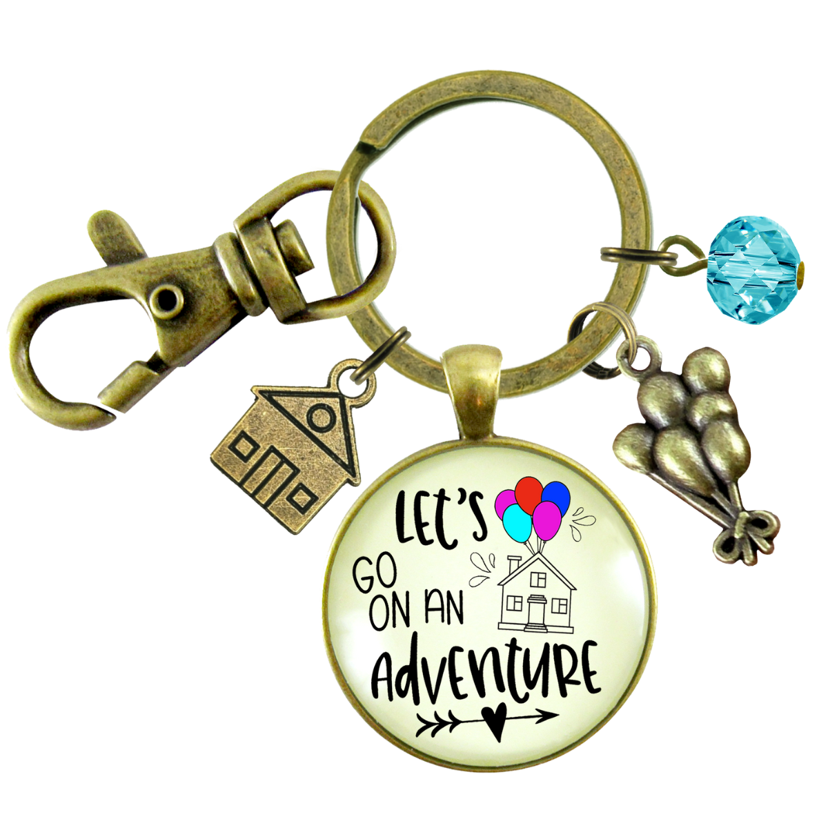 Let's Go On Adventure Keychain Balloon House Charm Amazing Life Up In Clouds Pendant - Gutsy Goodness