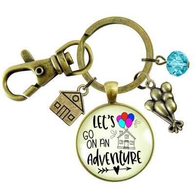 Let's Go On Adventure Keychain Balloon House Charm Amazing Life Up In Clouds Pendant - Gutsy Goodness
