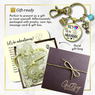 Let's Go On Adventure Keychain Balloon House Charm Amazing Life Up In Clouds Pendant - Gutsy Goodness
