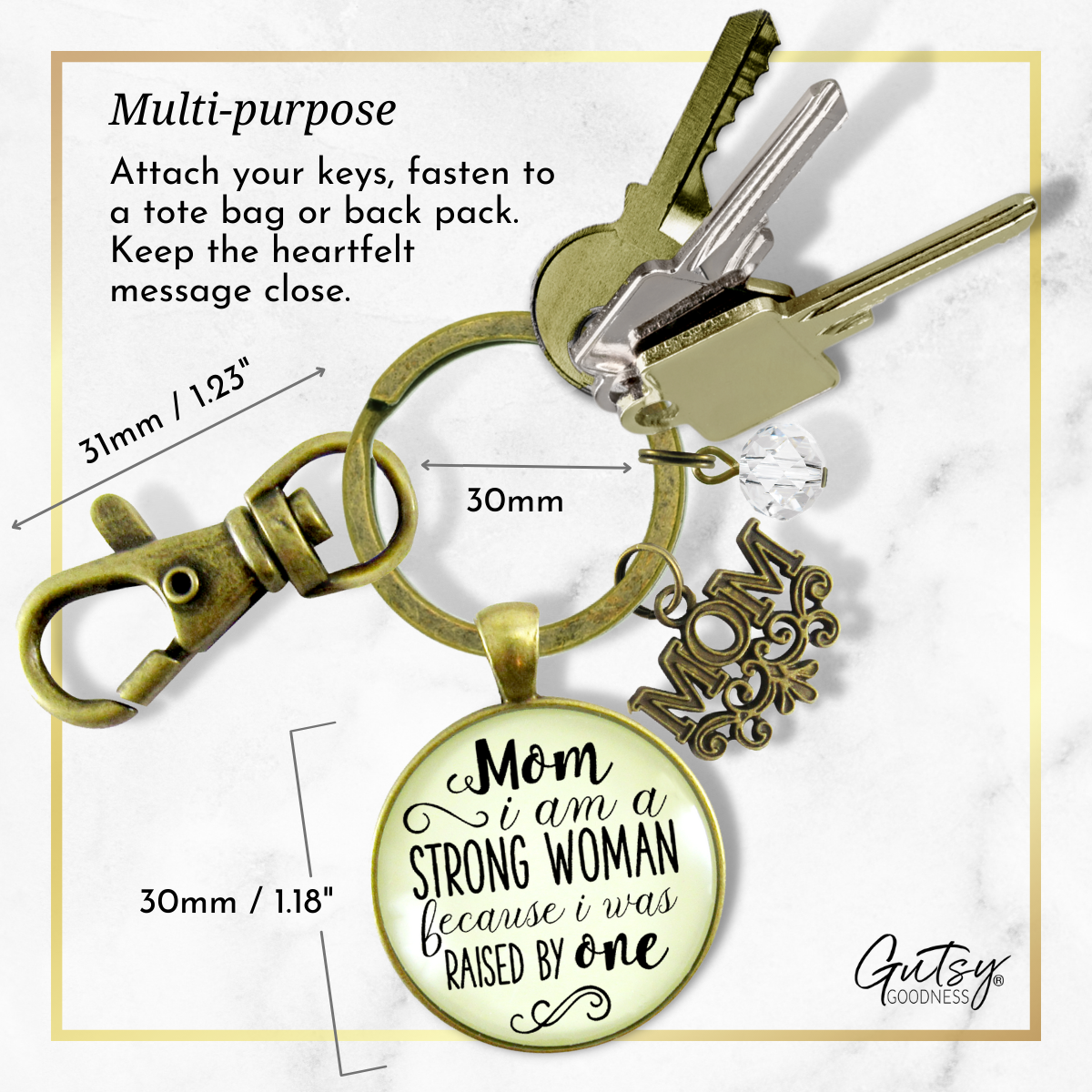 Mother Daughter Keychain Mom I am a Strong Woman Because Raised By One Brave Jewelry - Gutsy Goodness Handmade Jewelry;Mother Daughter Keychain Mom I Am A Strong Woman Because Raised By One Brave Jewelry - Gutsy Goodness Handmade Jewelry Gifts