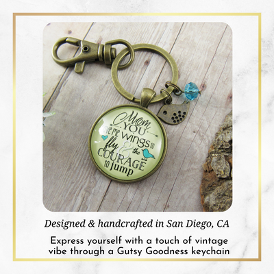 Thanks Mom Keychain You Gave Me Wings Courage Boho Meaningful Jewelry From Daughter Bird - Gutsy Goodness Handmade Jewelry;Thanks Mom Keychain You Gave Me Wings Courage Boho Meaningful Jewelry From Daughter Bird - Gutsy Goodness Handmade Jewelry Gifts