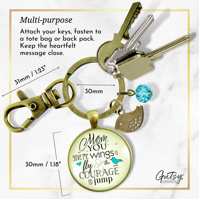 Thanks Mom Keychain You Gave Me Wings Courage Boho Meaningful Jewelry From Daughter Bird - Gutsy Goodness Handmade Jewelry;Thanks Mom Keychain You Gave Me Wings Courage Boho Meaningful Jewelry From Daughter Bird - Gutsy Goodness Handmade Jewelry Gifts