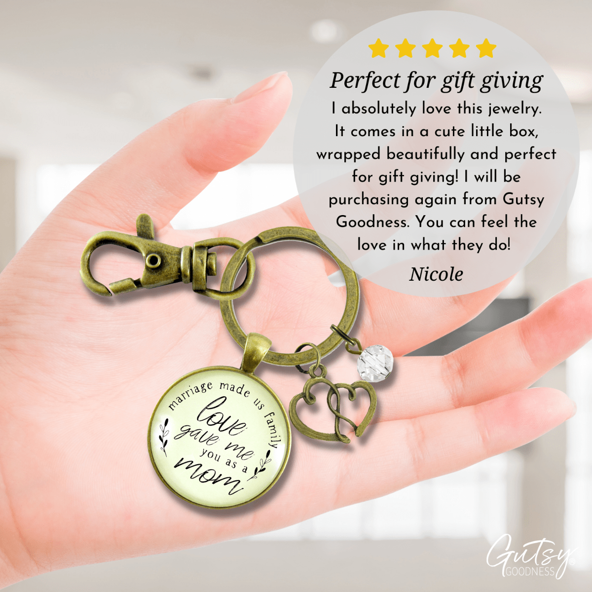 Mother In Law Keychain Blended Family Step Mom Gift Marriage Made Us Family Jewelry Heart - Gutsy Goodness Handmade Jewelry;Mother In Law Keychain Blended Family Step Mom Gift Marriage Made Us Family Jewelry Heart - Gutsy Goodness Handmade Jewelry Gifts