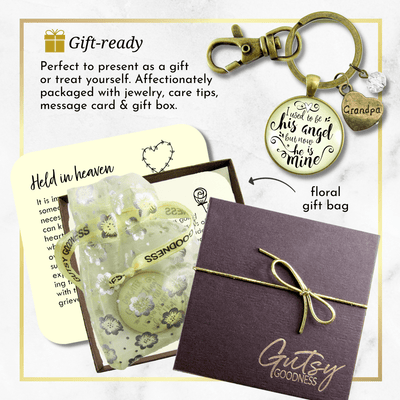 Grandpa Memorial Keychain I Used to Be His Angel Now He's Mine Remembrance Gift - Gutsy Goodness