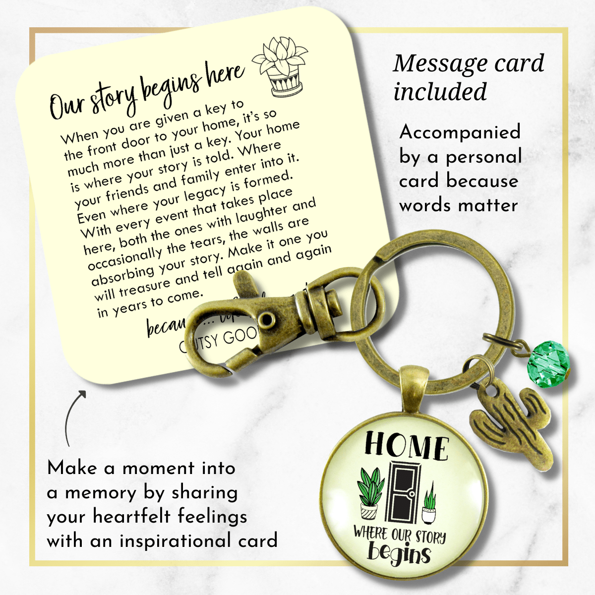 Our First Home Keychain Where Our Story Begins Texas Arizona Inspired Housewarming Gift  Keychain - Unisex - Gutsy Goodness Handmade Jewelry