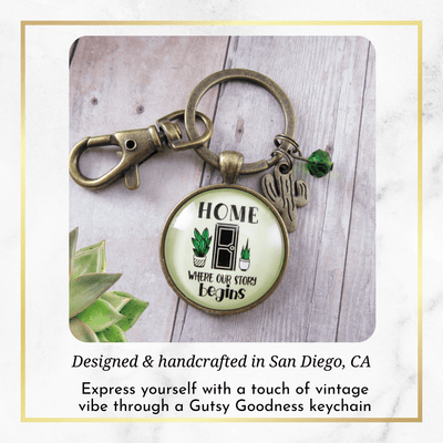 Our First Home Keychain Where Our Story Begins Texas Arizona Inspired Housewarming Gift  Keychain - Unisex - Gutsy Goodness Handmade Jewelry