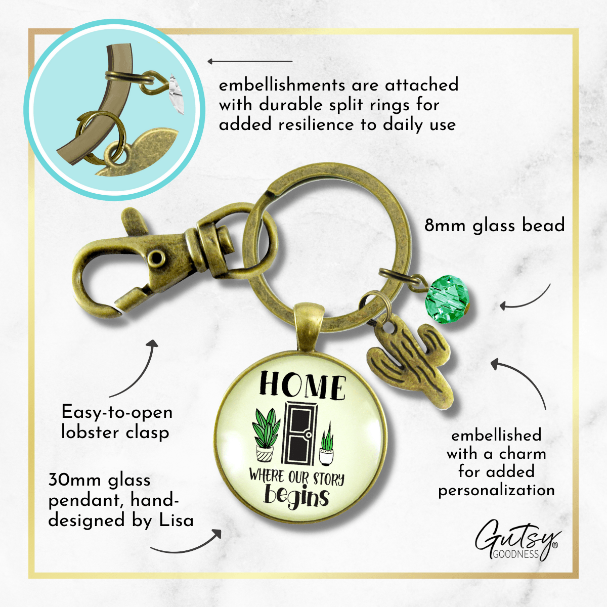 Our First Home Keychain Where Our Story Begins Texas Arizona Inspired Housewarming Gift  Keychain - Unisex - Gutsy Goodness Handmade Jewelry
