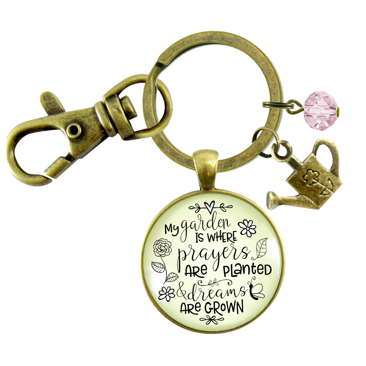 Faithful Gardener Keychain My Garden Where Prayers Are Planted Womens Gift Jewelry  Keychain - Women - Gutsy Goodness Handmade Jewelry