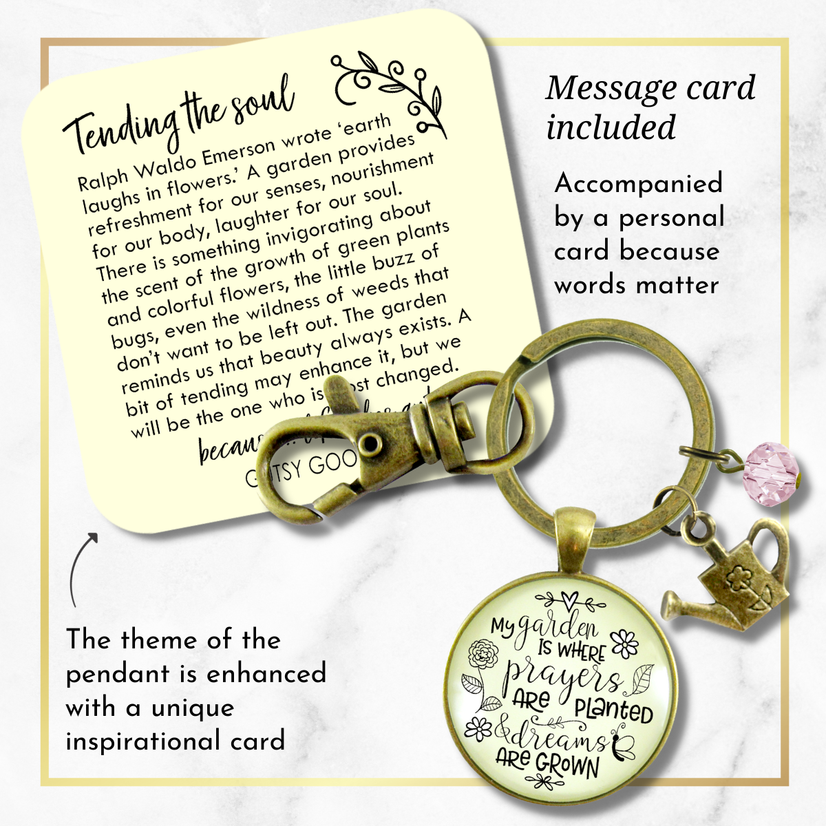 Faithful Gardener Keychain My Garden Where Prayers Are Planted Womens Gift Jewelry  Keychain - Women - Gutsy Goodness Handmade Jewelry