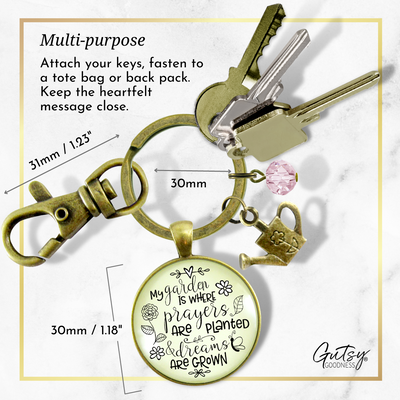Faithful Gardener Keychain My Garden Where Prayers Are Planted Womens Gift Jewelry  Keychain - Women - Gutsy Goodness Handmade Jewelry