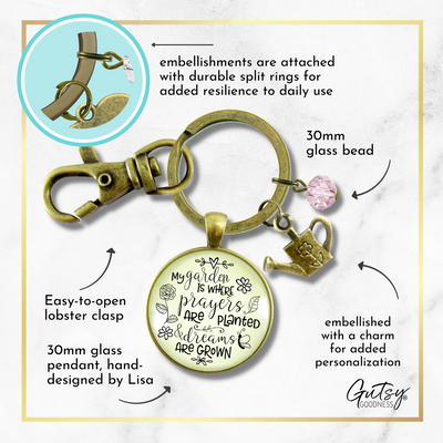 Faithful Gardener Keychain My Garden Where Prayers Are Planted Womens Gift Jewelry  Keychain - Women - Gutsy Goodness Handmade Jewelry