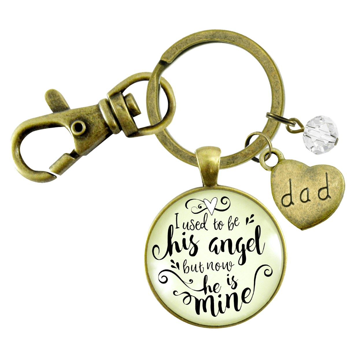 Dad Remembrance Keychain I Used To Be His Angel Heaven Memorial Jewelry Condolence Gift - Gutsy Goodness