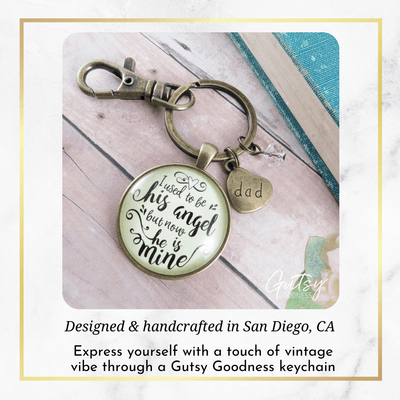 Dad Remembrance Keychain I Used To Be His Angel Heaven Memorial Jewelry Condolence Gift - Gutsy Goodness