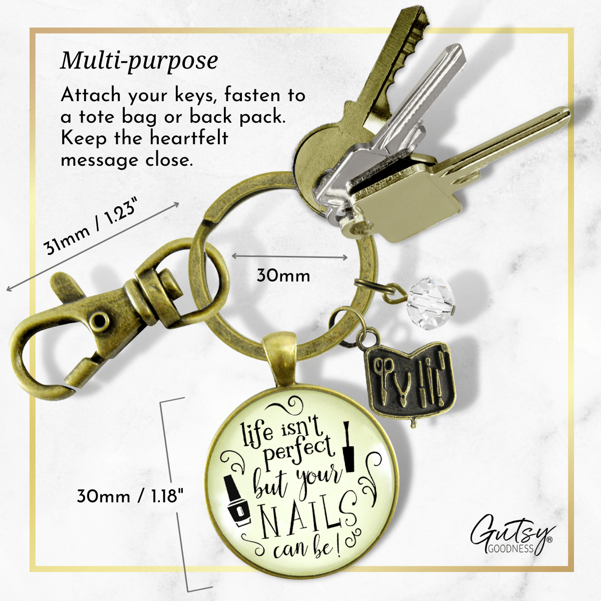 Manicurist Gift Keychain Life Isn't Perfect But Nails Can Be Beautician Jewelry Gift For Women - Gutsy Goodness