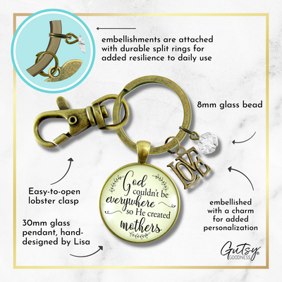 Blessed Mom Keychain Woman of Faith Motherhood Quote Family Love Charm - Gutsy Goodness;Blessed Mom Keychain Woman Of Faith Motherhood Quote Family Love Charm - Gutsy Goodness Handmade Jewelry Gifts