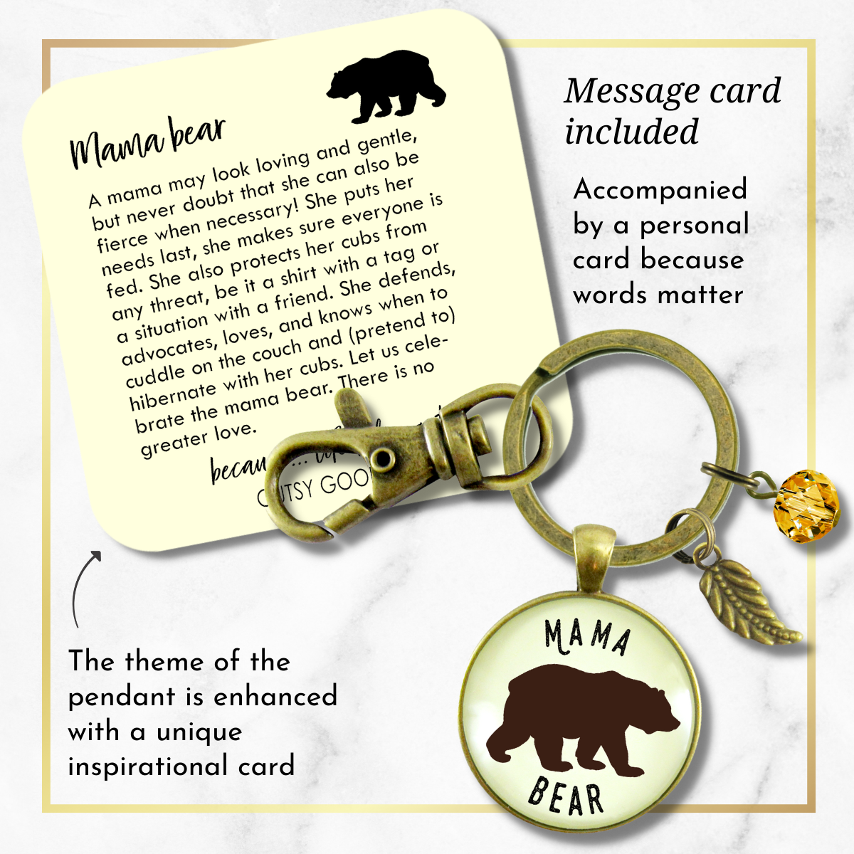 Gutsy Goodness Mama Bear Keychain Womens Pendant New Mom Handmade Jewelry Gift - Gutsy Goodness;Mama Bear Keychain Womens Pendant New Mom Handmade Jewelry Gift - Gutsy Goodness Handmade Jewelry Gifts