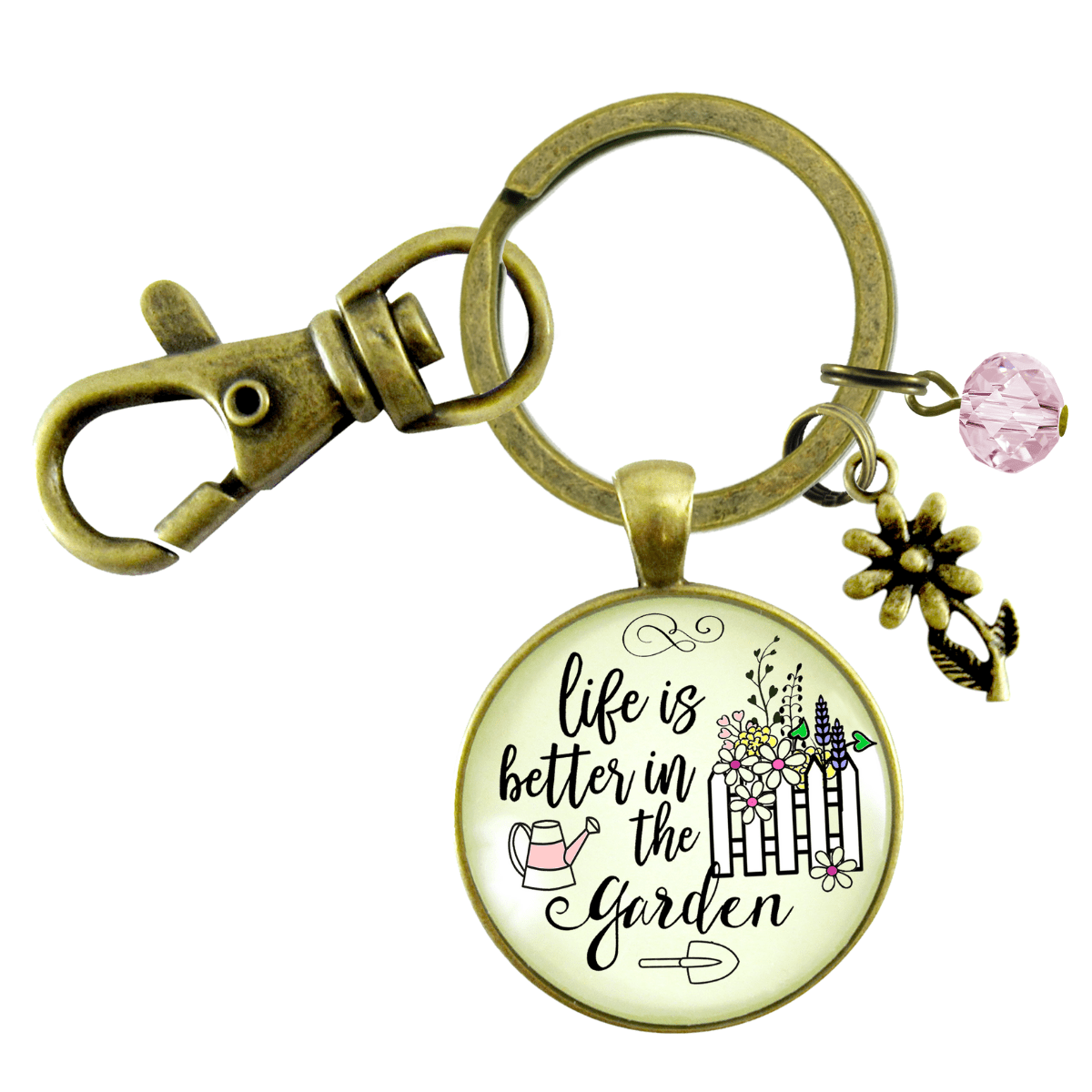 Gardener Keychain Life Is Better In Garden Womens Quote Gift Jewelry - Gutsy Goodness