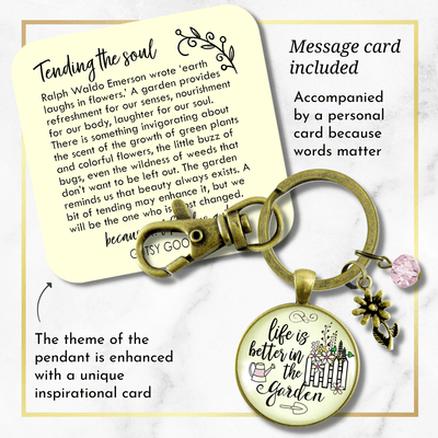 Gardener Keychain Life Is Better In Garden Womens Quote Gift Jewelry - Gutsy Goodness