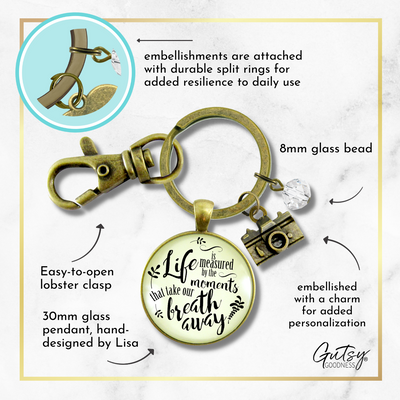 Life Keychain Measured By Moments That Take Our Breath Away Memories Jewelry Camera - Gutsy Goodness Handmade Jewelry;Life Keychain Measured By Moments That Take Our Breath Away Memories Jewelry Camera - Gutsy Goodness Handmade Jewelry Gifts