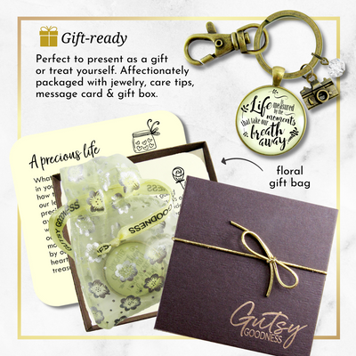 Life Keychain Measured By Moments That Take Our Breath Away Memories Jewelry Camera - Gutsy Goodness Handmade Jewelry;Life Keychain Measured By Moments That Take Our Breath Away Memories Jewelry Camera - Gutsy Goodness Handmade Jewelry Gifts