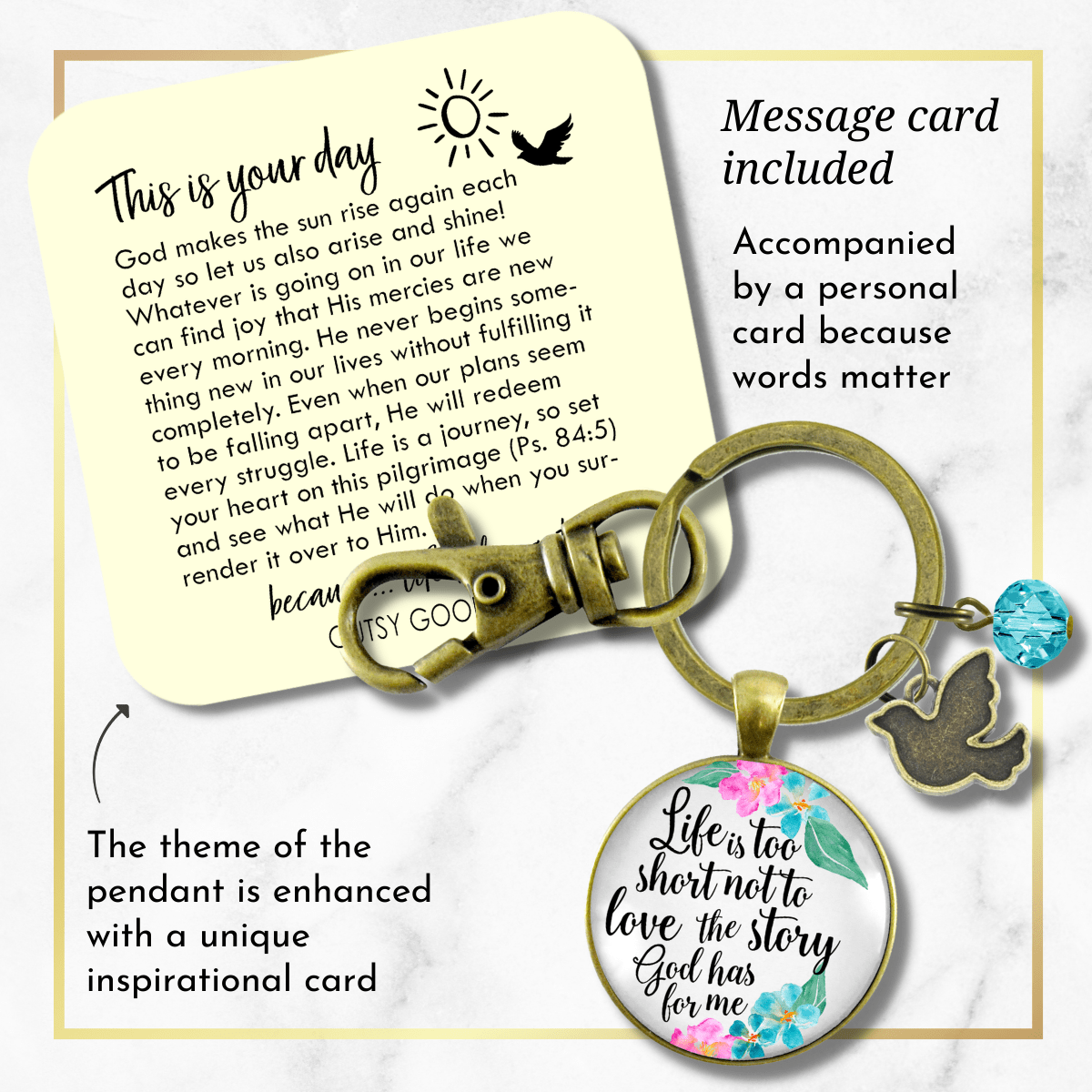 Faith Keychain Life is Too Short Not To Love The Story God Has For Me - Gutsy Goodness