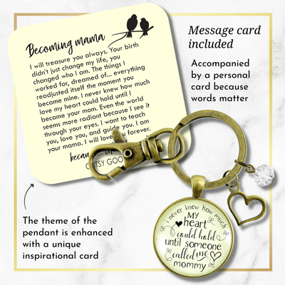 Mommy Keychain Never Knew How Much Heart Gift Mothers Jewelry - Gutsy Goodness