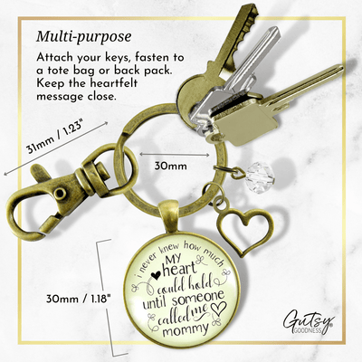 Mommy Keychain Never Knew How Much Heart Gift Mothers Jewelry - Gutsy Goodness