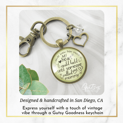 Mommy Keychain Never Knew How Much Heart Gift Mothers Jewelry - Gutsy Goodness