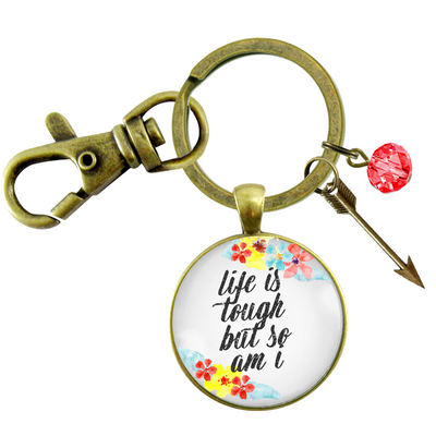 Survivor Keychain Life Is Tough But So Am I Rustic Strength Jewelry Flower Arrow Charm - Gutsy Goodness Handmade Jewelry;Survivor Keychain Life Is Tough But So Am I Rustic Strength Jewelry Flower Arrow Charm - Gutsy Goodness Handmade Jewelry Gifts