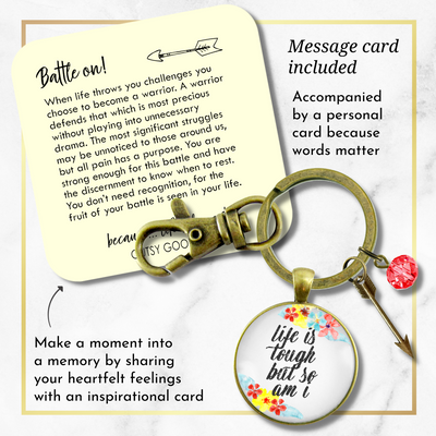 Survivor Keychain Life Is Tough But So Am I Rustic Strength Jewelry Flower Arrow Charm - Gutsy Goodness Handmade Jewelry;Survivor Keychain Life Is Tough But So Am I Rustic Strength Jewelry Flower Arrow Charm - Gutsy Goodness Handmade Jewelry Gifts