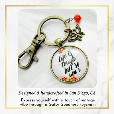 Survivor Keychain Life Is Tough But So Am I Rustic Strength Jewelry Flower Arrow Charm - Gutsy Goodness Handmade Jewelry;Survivor Keychain Life Is Tough But So Am I Rustic Strength Jewelry Flower Arrow Charm - Gutsy Goodness Handmade Jewelry Gifts