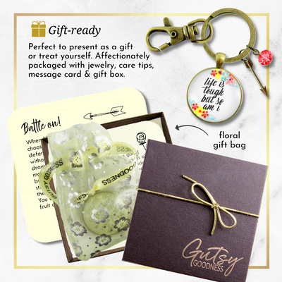 Survivor Keychain Life Is Tough But So Am I Rustic Strength Jewelry Flower Arrow Charm - Gutsy Goodness Handmade Jewelry;Survivor Keychain Life Is Tough But So Am I Rustic Strength Jewelry Flower Arrow Charm - Gutsy Goodness Handmade Jewelry Gifts