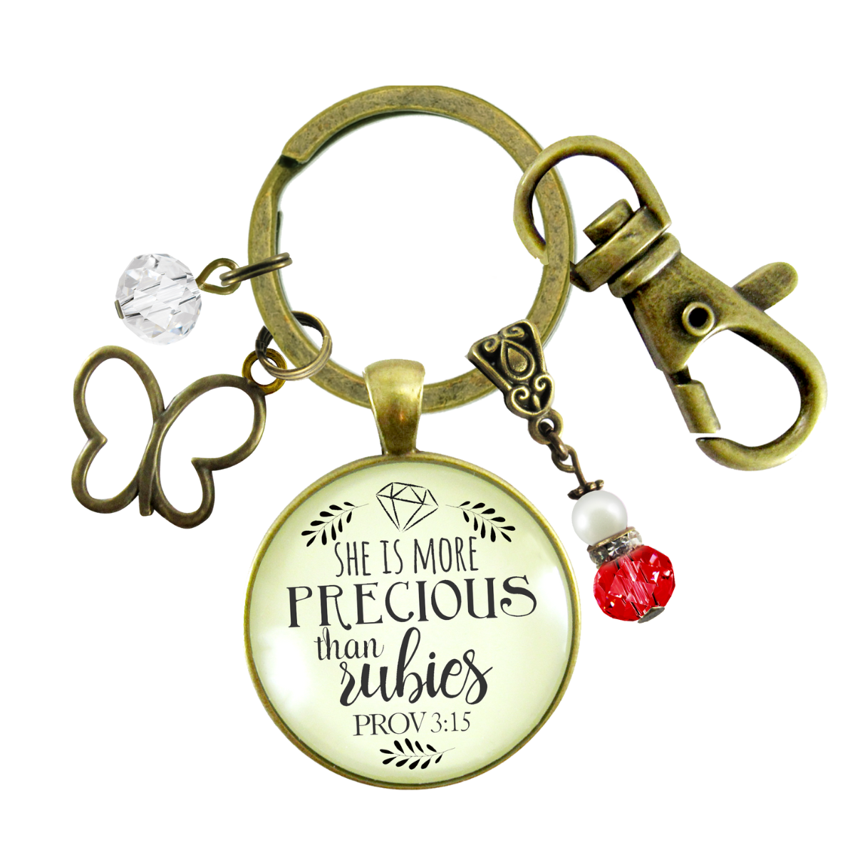 She More Precious Rubies Keychain Fashion Faith Inspired Jewelry For Cherished Woman - Gutsy Goodness