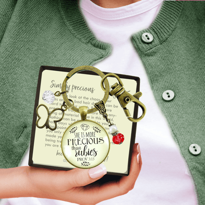 She More Precious Rubies Keychain Fashion Faith Inspired Jewelry For Cherished Woman - Gutsy Goodness