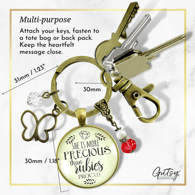 She More Precious Rubies Keychain Fashion Faith Inspired Jewelry For Cherished Woman - Gutsy Goodness