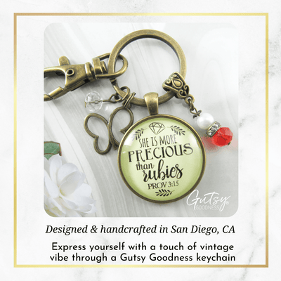 She More Precious Rubies Keychain Fashion Faith Inspired Jewelry For Cherished Woman - Gutsy Goodness