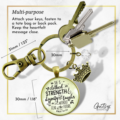 Faith Keychain She Clothed Strength Dignity Women of Truth Proverb 31 Believer Gift - Gutsy Goodness Handmade Jewelry;Faith Keychain She Clothed Strength Dignity Women Of Truth Proverb 31 Believer Gift - Gutsy Goodness Handmade Jewelry Gifts