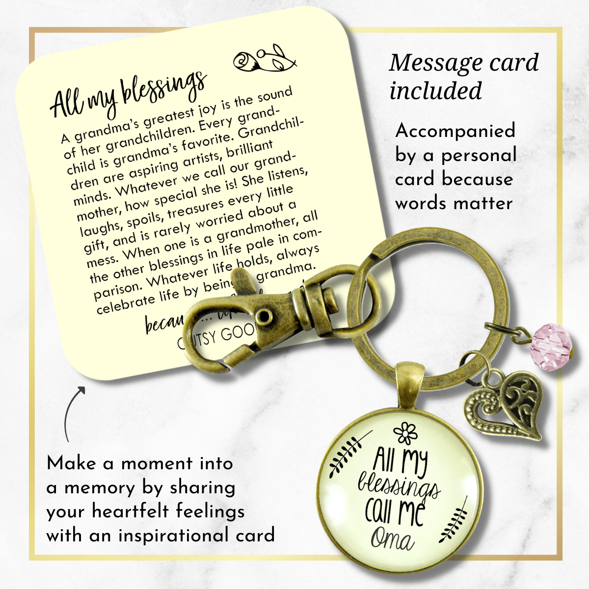 Oma Keychain All My Blessings German Grandma Womens Family Gift Jewelry - Gutsy Goodness Handmade Jewelry;Oma Keychain All My Blessings German Grandma Womens Family Gift Jewelry - Gutsy Goodness Handmade Jewelry Gifts